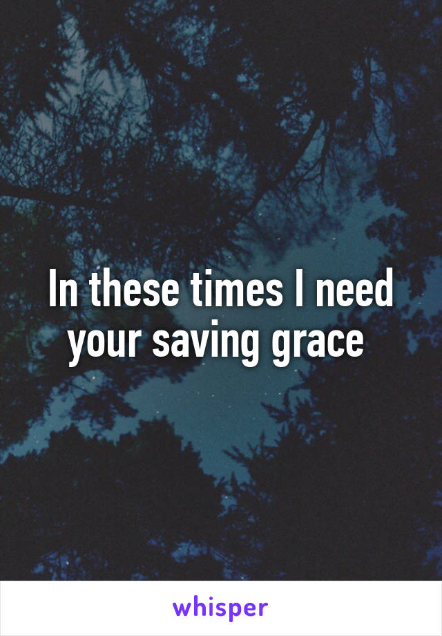 In these times I need your saving grace 