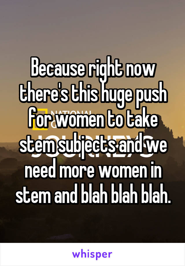 Because right now there's this huge push for women to take stem subjects and we need more women in stem and blah blah blah.