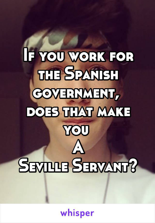 If you work for the Spanish government, 
does that make you 
A
Seville Servant?