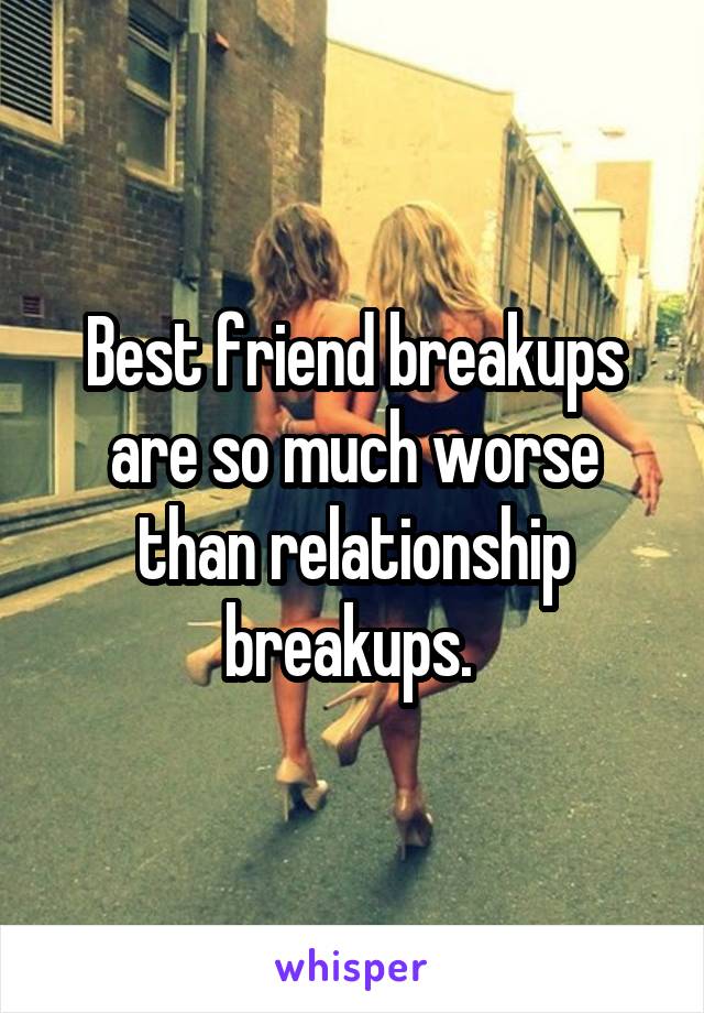 Best friend breakups are so much worse than relationship breakups. 