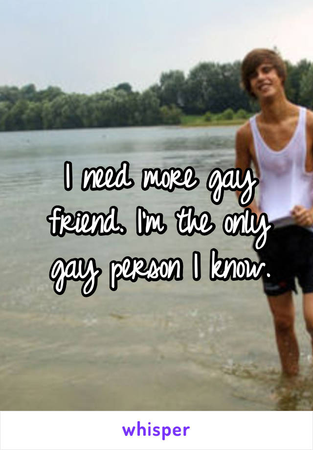 I need more gay friend. I'm the only gay person I know.