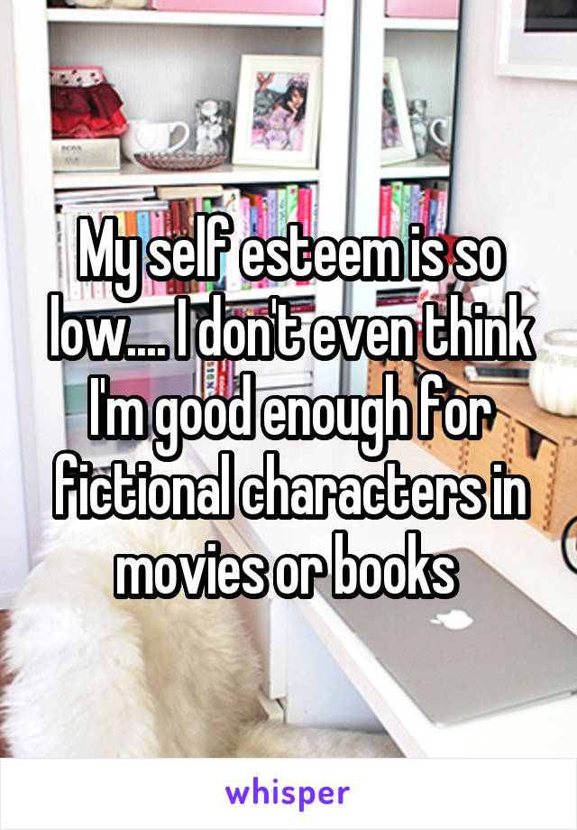 My self esteem is so low.... I don't even think I'm good enough for fictional characters in movies or books 