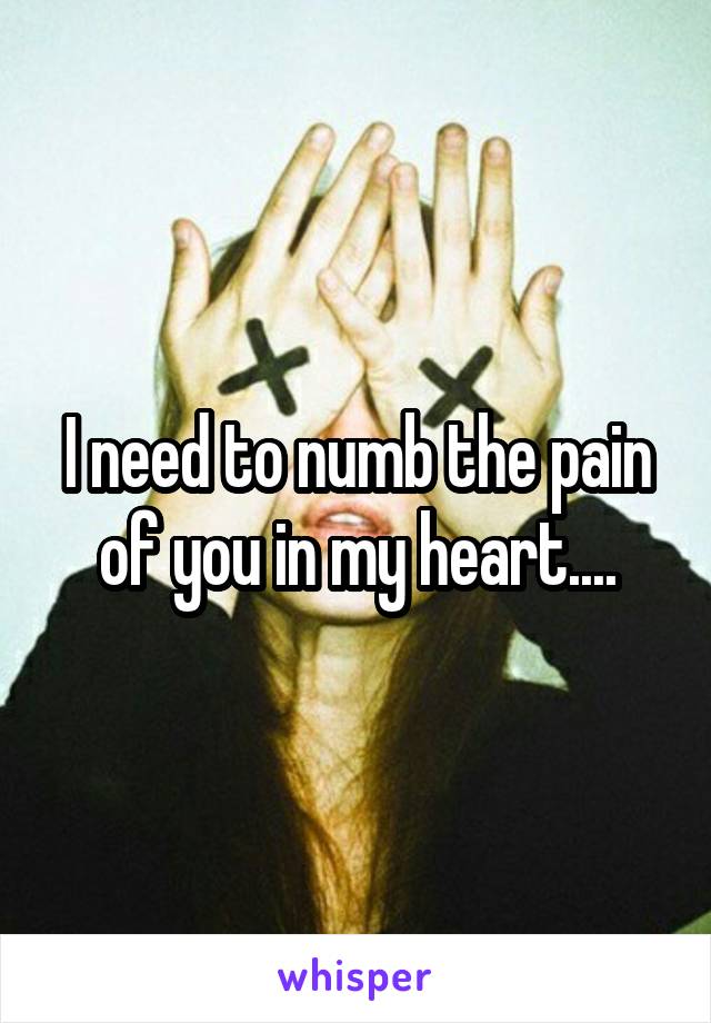 I need to numb the pain of you in my heart....