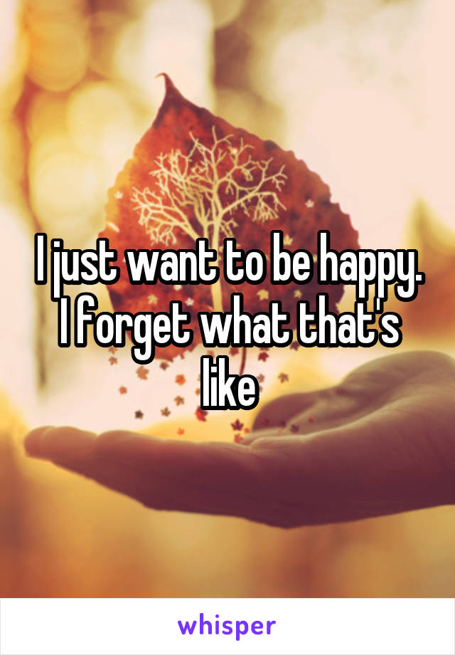 I just want to be happy. I forget what that's like