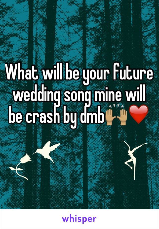 What will be your future wedding song mine will be crash by dmb🙌🏽❤️