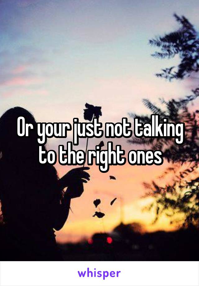 Or your just not talking to the right ones