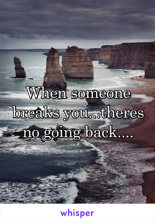 When someone breaks you...theres no going back....