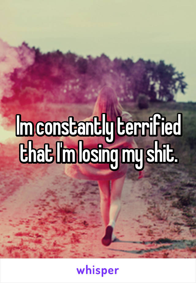 Im constantly terrified that I'm losing my shit.