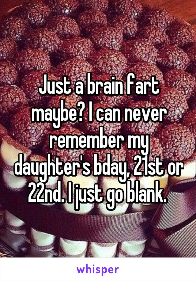 Just a brain fart maybe? I can never remember my daughter's bday, 21st or 22nd. I just go blank. 