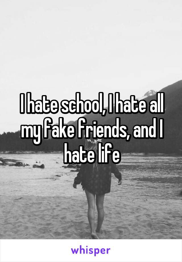 I hate school, I hate all my fake friends, and I hate life