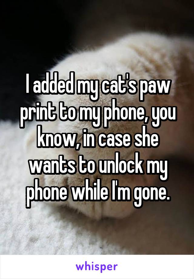 I added my cat's paw print to my phone, you know, in case she wants to unlock my phone while I'm gone.