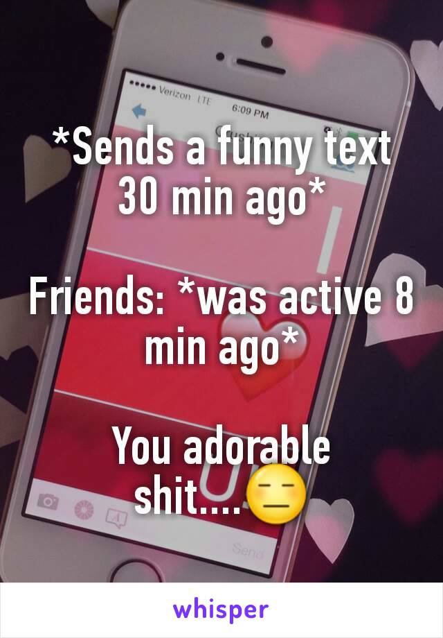 *Sends a funny text 30 min ago*

Friends: *was active 8 min ago*

You adorable shit....😑