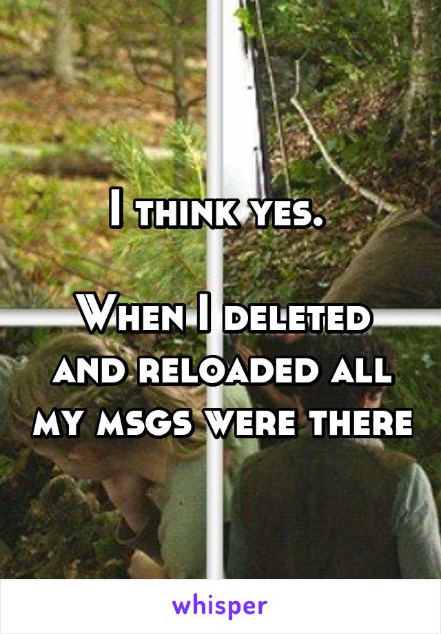 I think yes. 

When I deleted and reloaded all my msgs were there