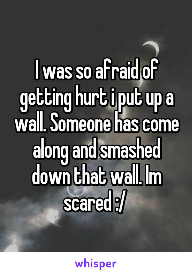 I was so afraid of getting hurt i put up a wall. Someone has come along and smashed down that wall. Im scared :/ 