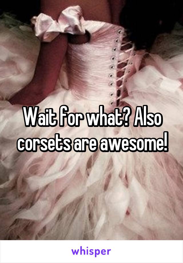 Wait for what? Also corsets are awesome!