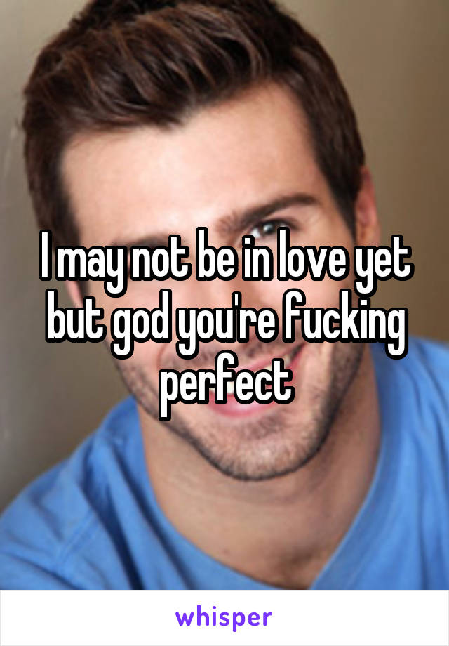 I may not be in love yet but god you're fucking perfect