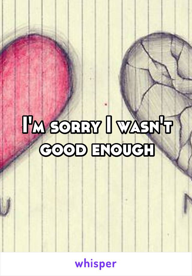 I'm sorry I wasn't good enough