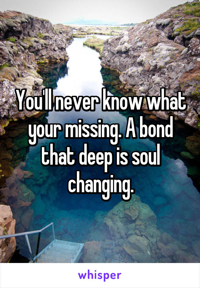 You'll never know what your missing. A bond that deep is soul changing.