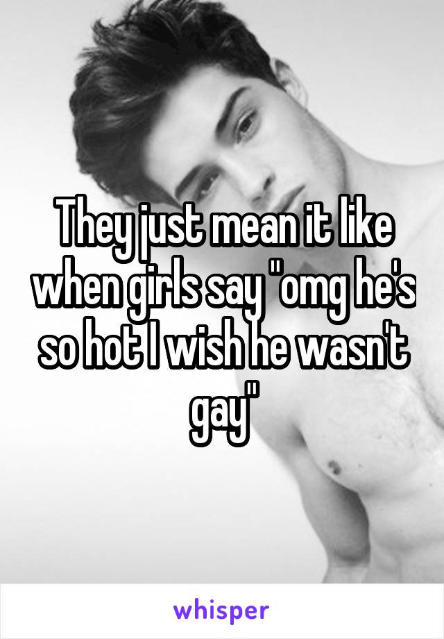 They just mean it like when girls say "omg he's so hot I wish he wasn't gay"