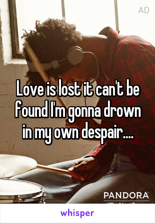 Love is lost it can't be found I'm gonna drown in my own despair....