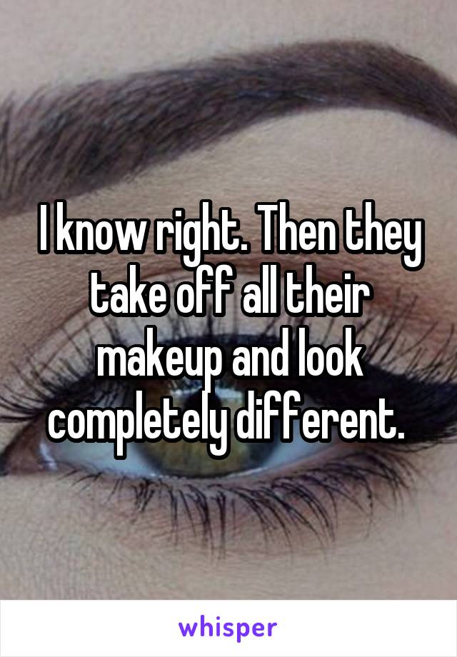 I know right. Then they take off all their makeup and look completely different. 