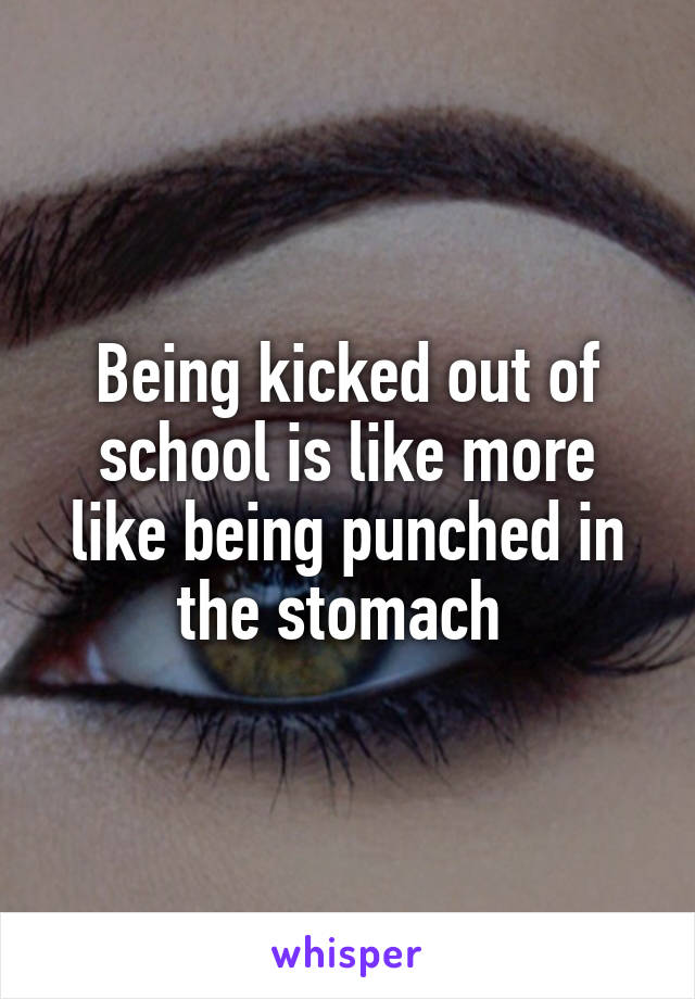 Being kicked out of school is like more like being punched in the stomach 