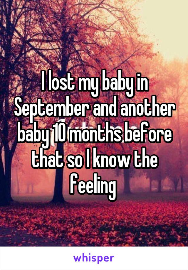 I lost my baby in September and another baby 10 months before that so I know the feeling 