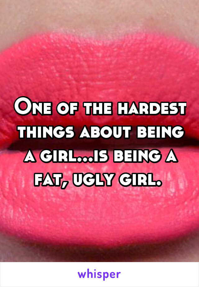 One of the hardest things about being a girl...is being a fat, ugly girl. 