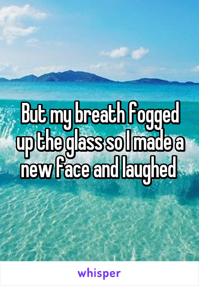 But my breath fogged up the glass so I made a new face and laughed 