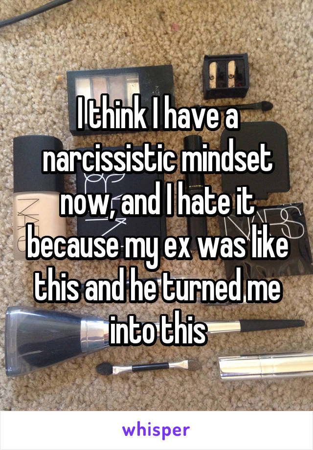 I think I have a narcissistic mindset now, and I hate it because my ex was like this and he turned me into this