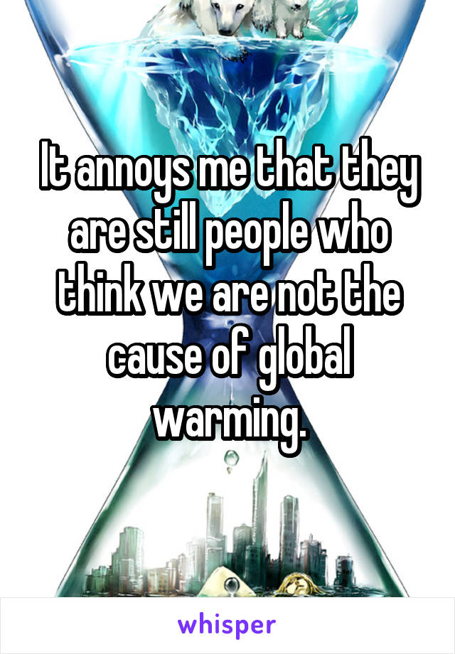 It annoys me that they are still people who think we are not the cause of global warming.
