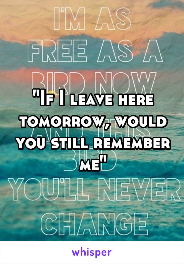 "If I leave here tomorrow, would you still remember me"