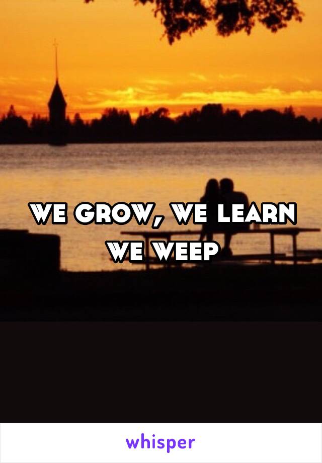 we grow, we learn
we weep