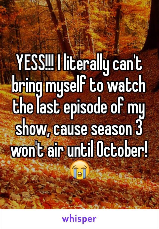 YESS!!! I literally can't bring myself to watch the last episode of my show, cause season 3 won't air until October!😭 