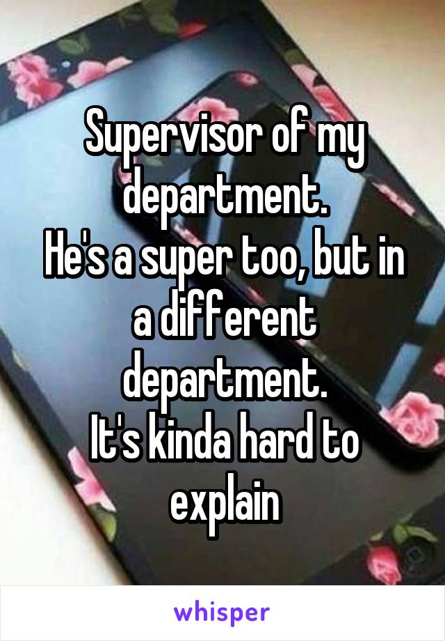 Supervisor of my department.
He's a super too, but in a different department.
It's kinda hard to explain