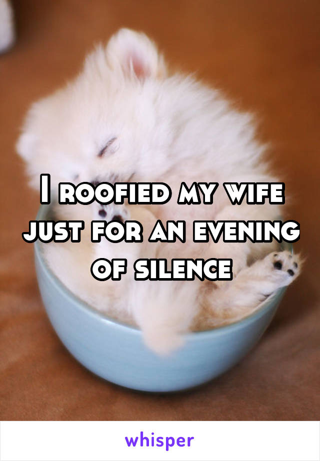 I roofied my wife just for an evening of silence