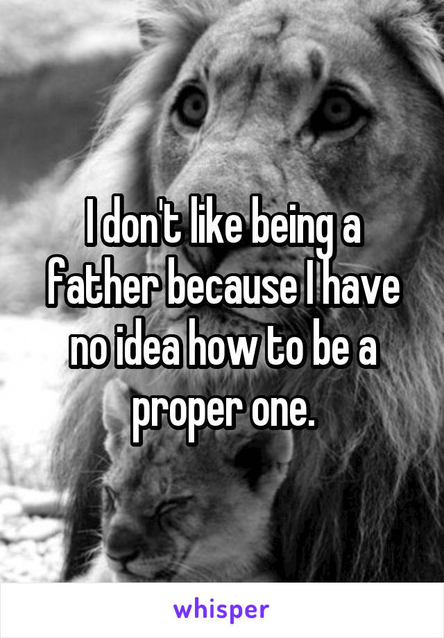 I don't like being a father because I have no idea how to be a proper one.