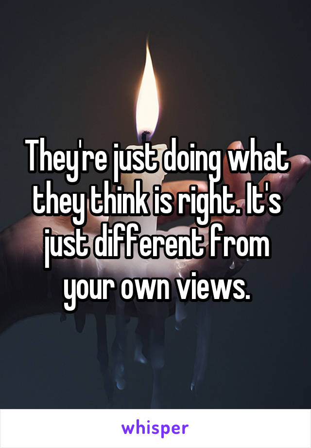 They're just doing what they think is right. It's just different from your own views.