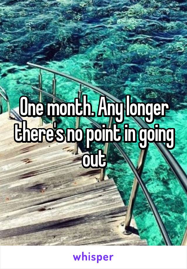 One month. Any longer there's no point in going out