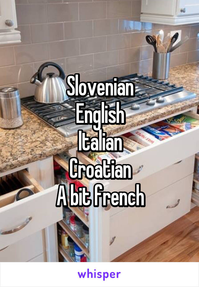 Slovenian
English
Italian
Croatian
A bit french