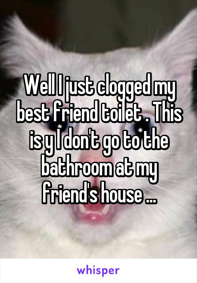 Well I just clogged my best friend toilet . This is y I don't go to the bathroom at my friend's house ...