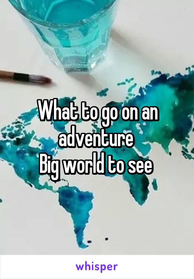 What to go on an adventure 
Big world to see 