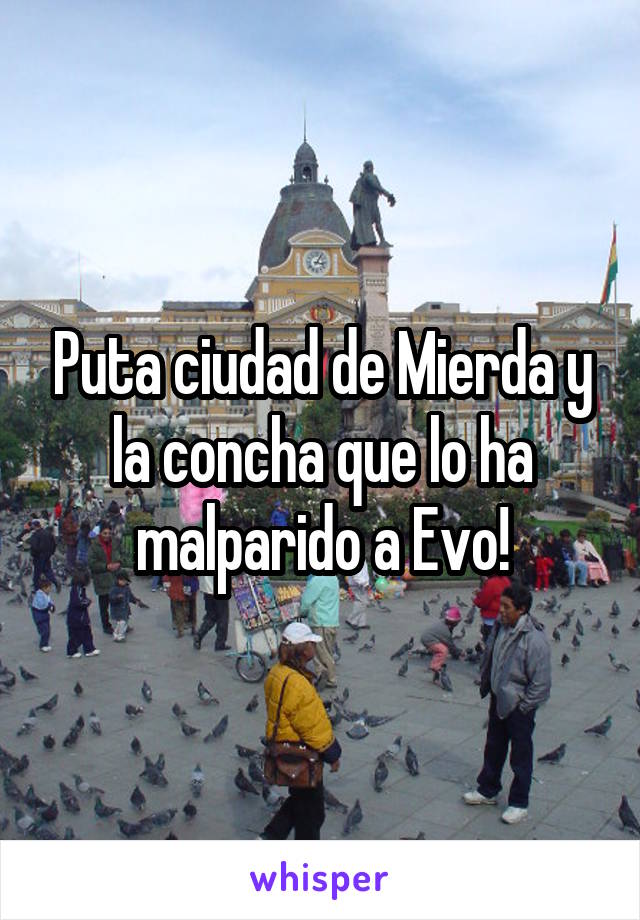 Puta ciudad de Mierda y la concha que lo ha malparido a Evo!