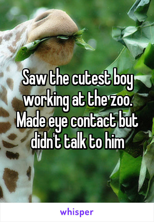 Saw the cutest boy working at the zoo. Made eye contact but didn't talk to him