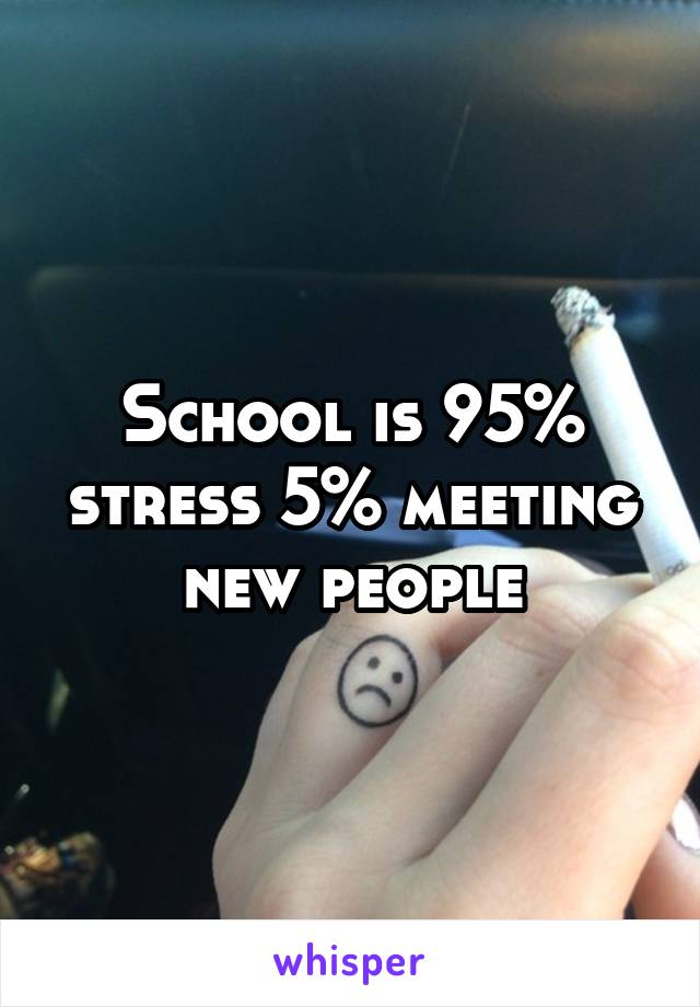 School is 95% stress 5% meeting new people