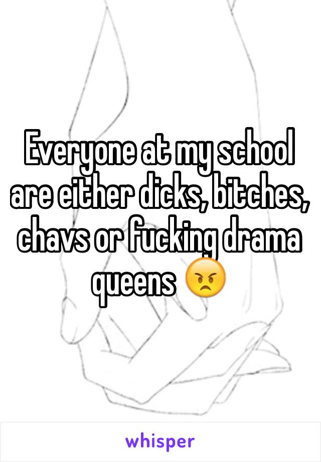 Everyone at my school are either dicks, bitches, chavs or fucking drama queens 😠