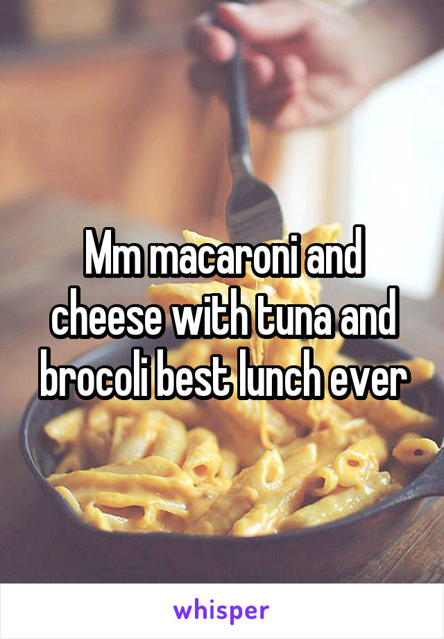 Mm macaroni and cheese with tuna and brocoli best lunch ever