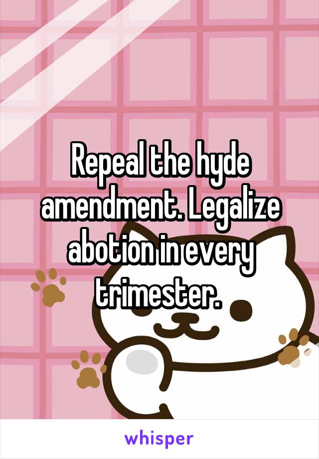 Repeal the hyde amendment. Legalize abotion in every trimester. 