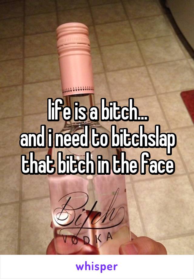 life is a bitch...
and i need to bitchslap that bitch in the face