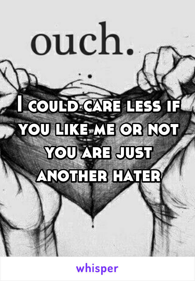 I could care less if you like me or not you are just another hater